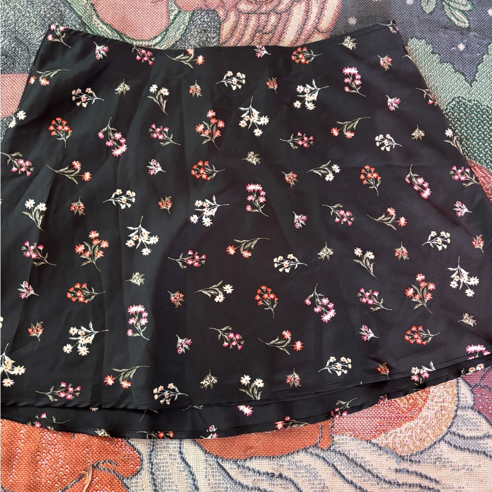 Floral Black Skirt